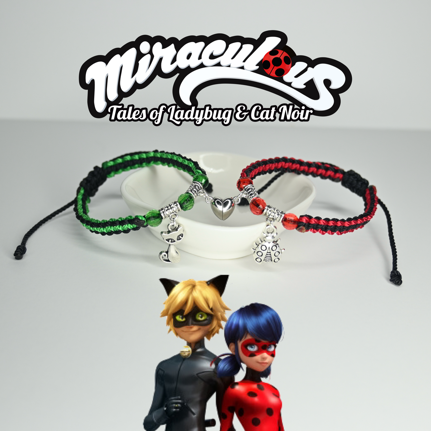 Ladybug & Cat Noir Matching Bracelet Set